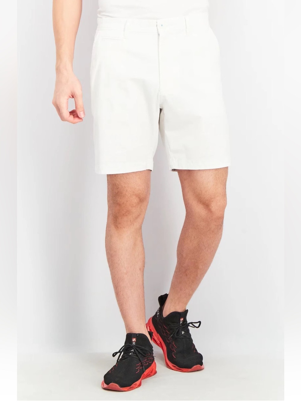 Denim & Flower | Men's White Flat Front Flamingo Chino Casual Shorts Size 30